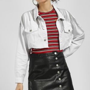 Bead Fringe Crop Denim Jacket